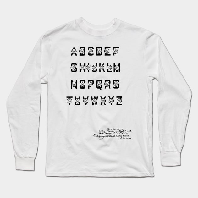 Typewriter Font of Type Vintage Patent Hand Drawing Long Sleeve T-Shirt by TheYoungDesigns